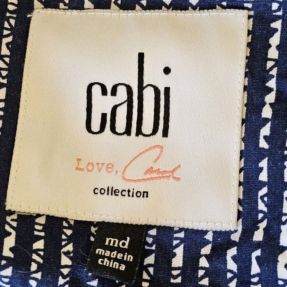 Cabi Jacket M Indigo Blue Anorak Zip Front Hood Pockets Casual Spring Cotton - Picture 9 of 13